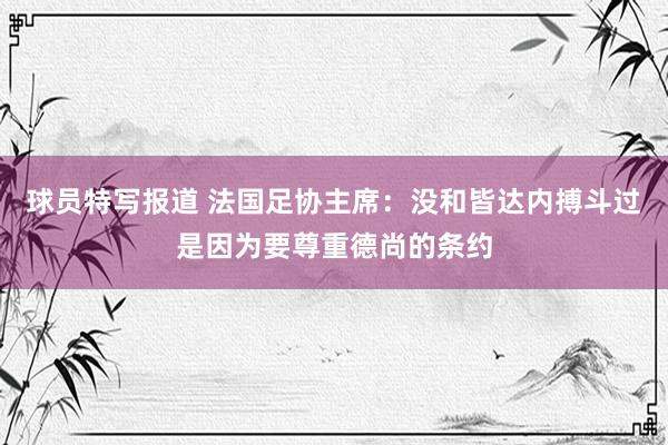 球员特写报道 法国足协主席：没和皆达内搏斗过是因为要尊重德尚的条约