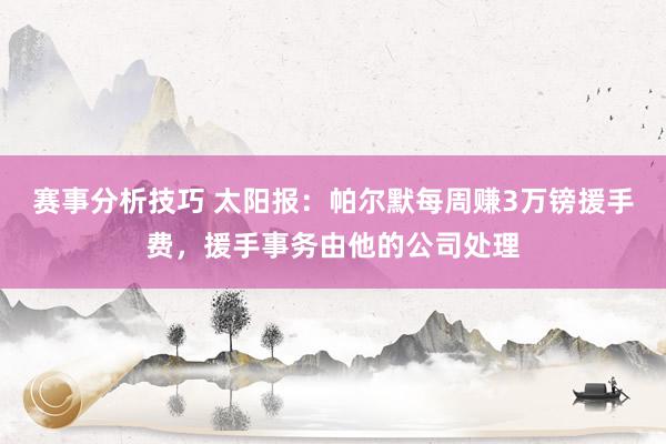 赛事分析技巧 太阳报：帕尔默每周赚3万镑援手费，援手事务由他的公司处理