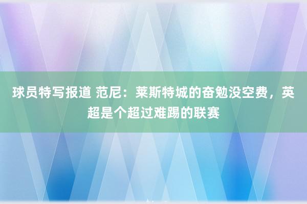 球员特写报道 范尼：莱斯特城的奋勉没空费，英超是个超过难踢的联赛